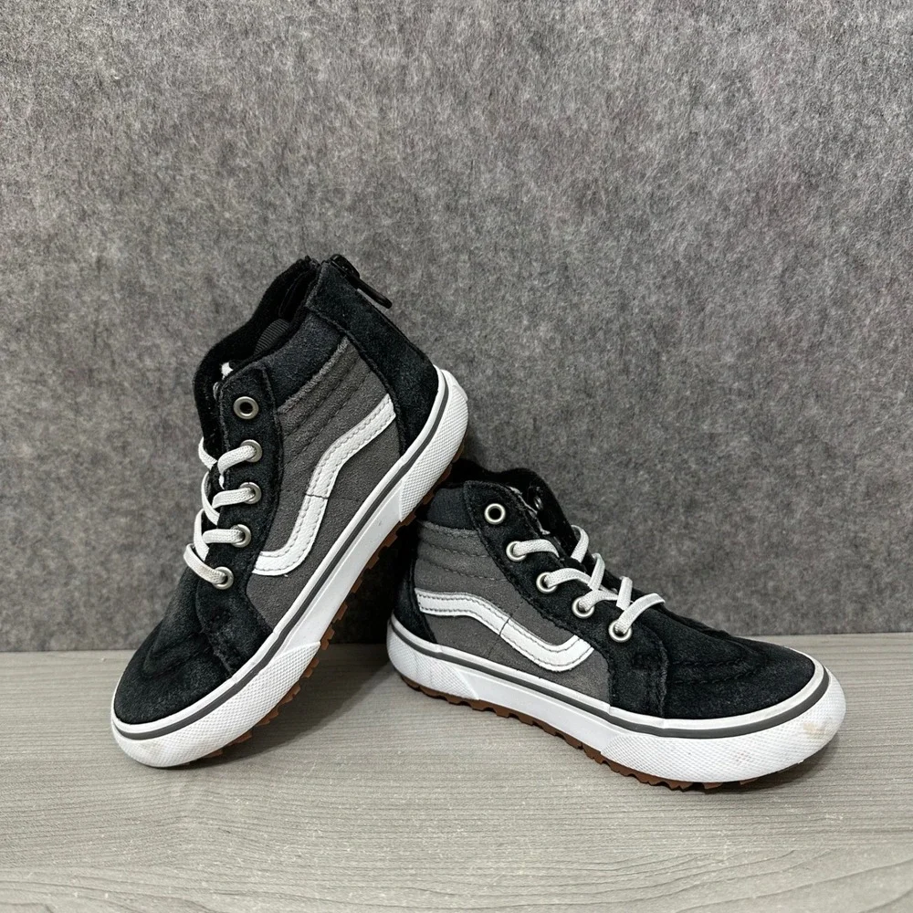 Vans Sk8-Hi Zip MTE Toddler 8.5 Black Grey Cold Weather Suede High Top‎